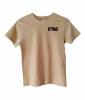 Koszulka piaskowa (T-shirt) z tyłu i z przodu napis STRAŻ